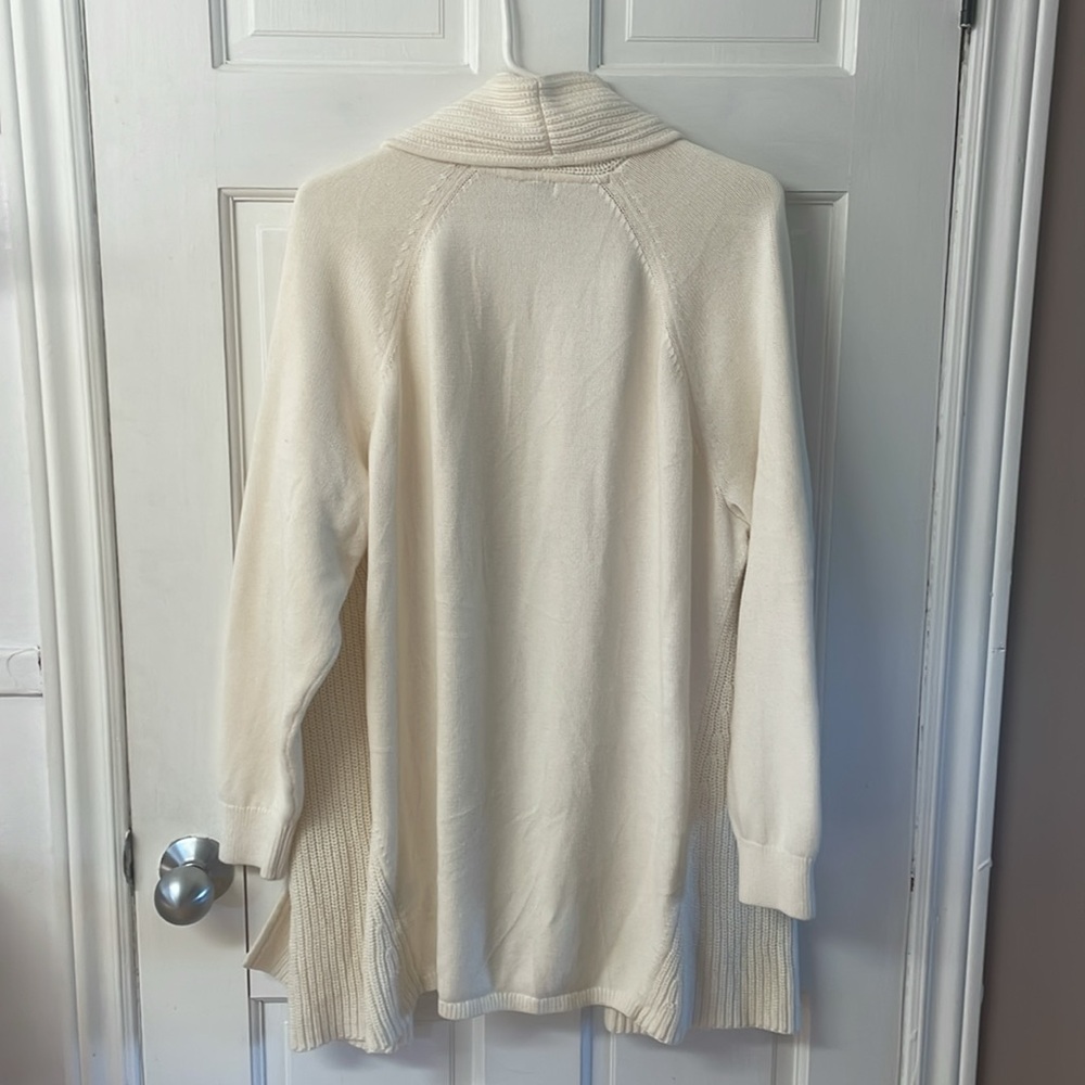 L.L. Bean Cream Open-Front Ribbed Cardigan - Picture 5 of 15